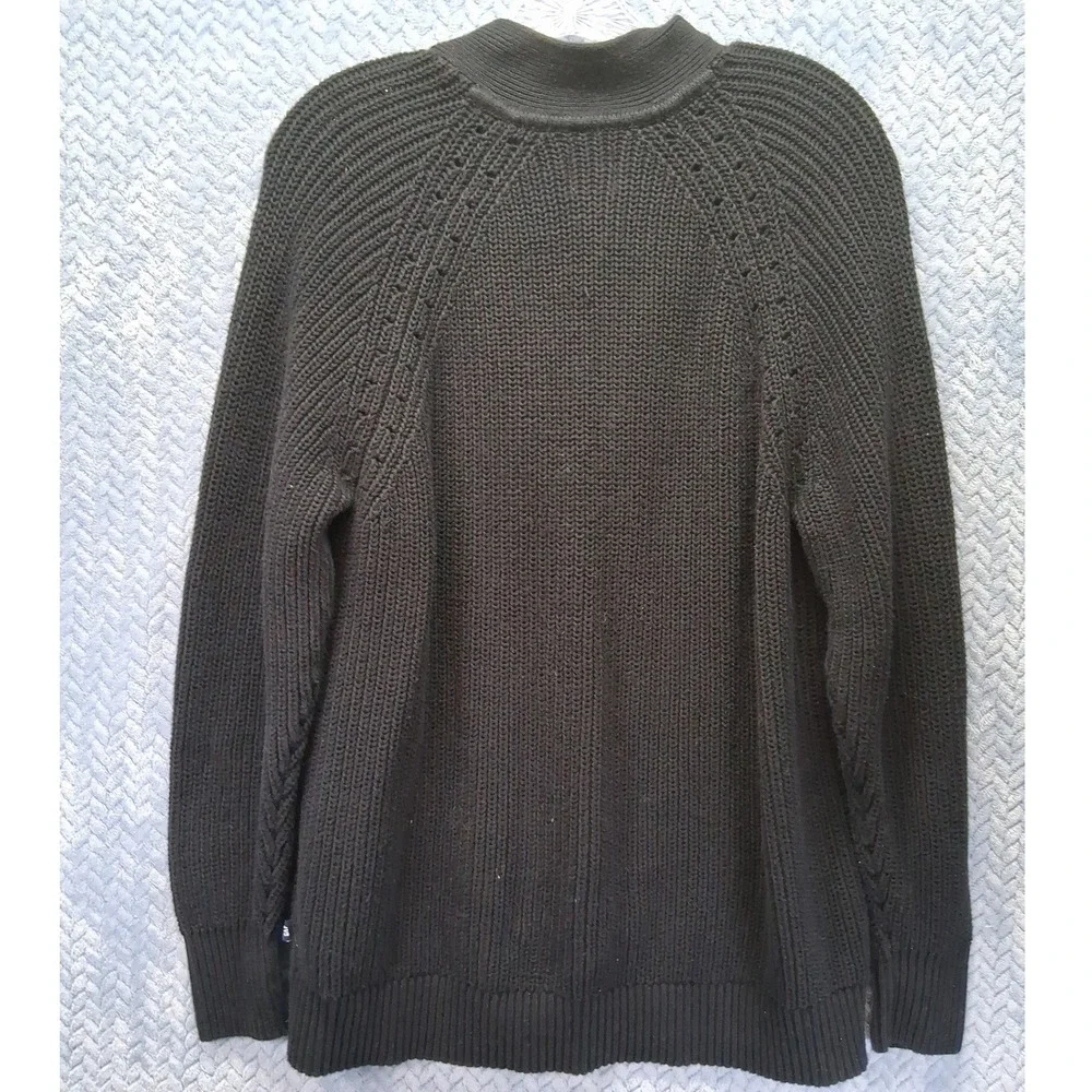 Gap Mens Black Shaker Stitch Cotton V-Neck Cardigan Sweater Large